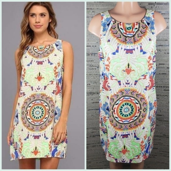 MARA HOFFMAN Jungle trip colorful geometric dress sz M retro multicolored party - Picture 2 of 16